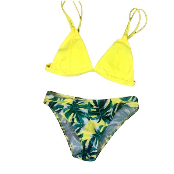 Zaful Yellow Palm Leaf Bikini Small - Picture 2 of 5